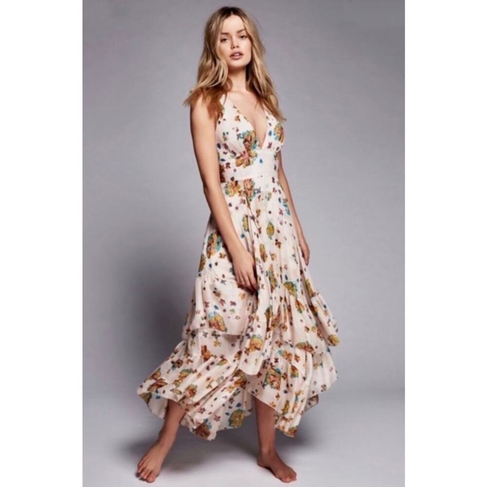 Free People Size 2 Ruffle Tiered Floral Boho Dress - Picture 2 of 9